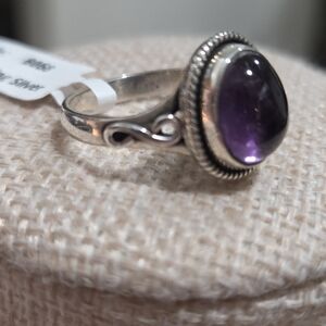 Elegant Silver and Amethyst Stone Ring